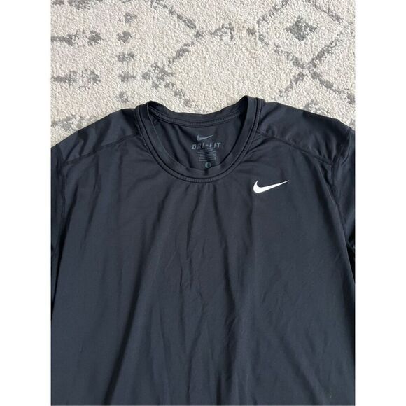 Nike Dri-Fit T-Shirt Mens Large Black Crew Neck Short Sleeve Base Layer Swoosh - Picture 4 of 7